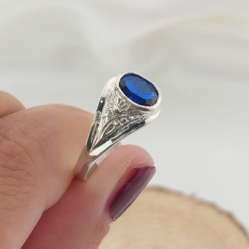 Anillo Graduación Liso Piedra 8x5 Plata 925 27207