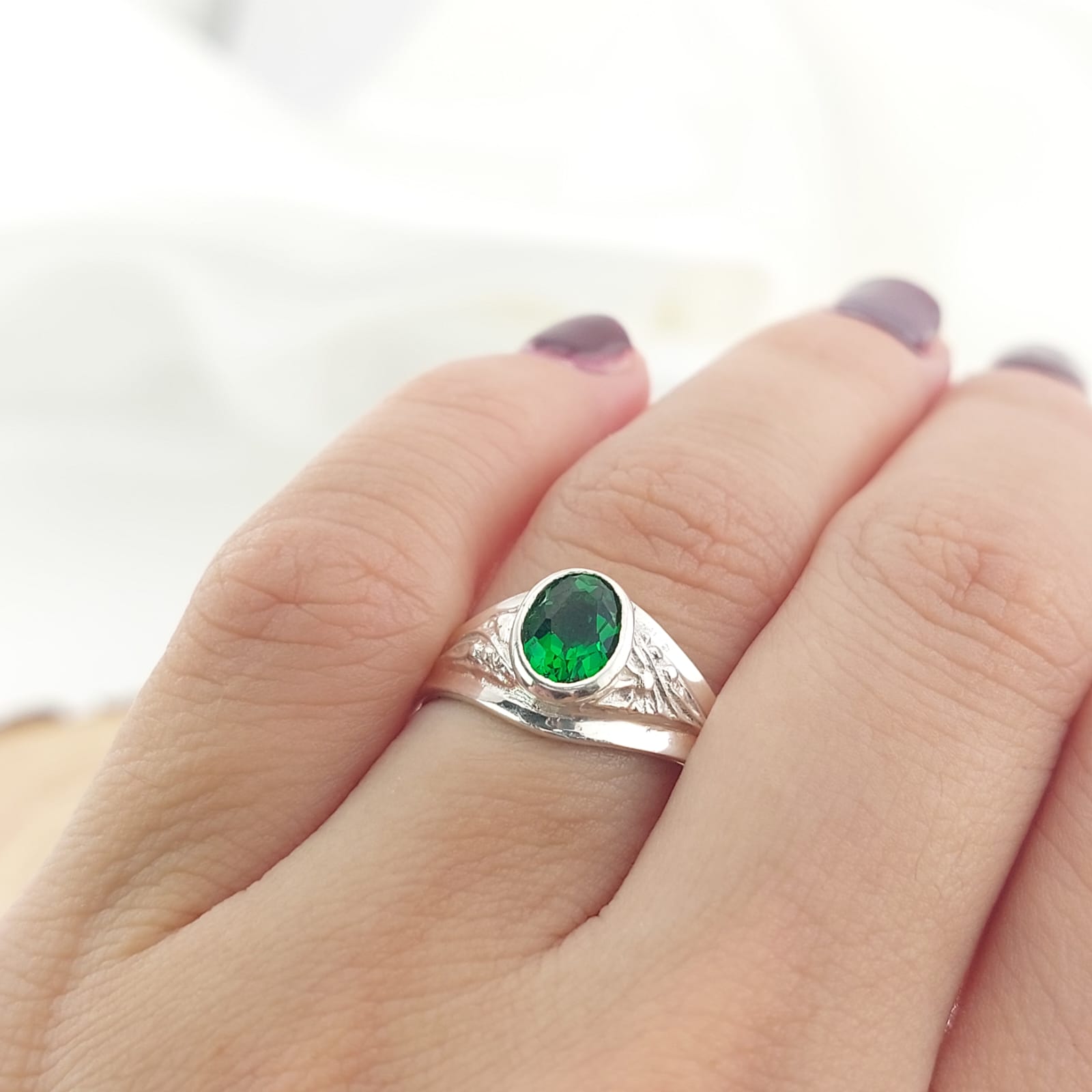 Anillo Graduación Liso Piedra 8x5 Plata 925 27216