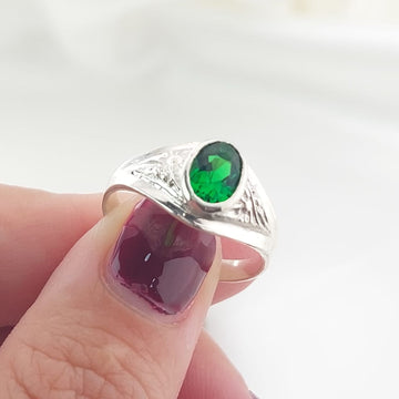 Anillo Graduación Liso Piedra 8x5 Plata 925 27216