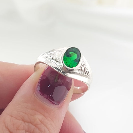 Anillo Graduación Liso Piedra 8x5 Plata 925 27216