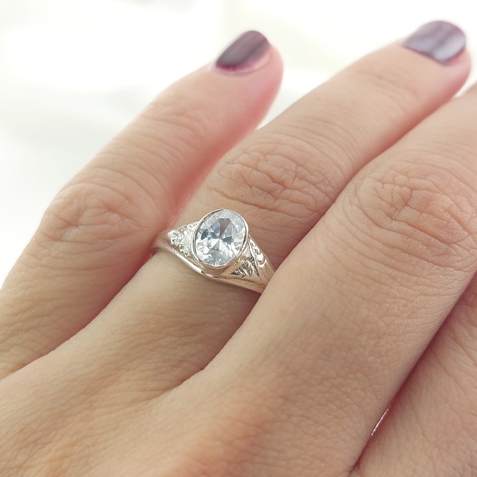 Anillo Graduación Liso Piedra 8x5mm Plata 925 27210