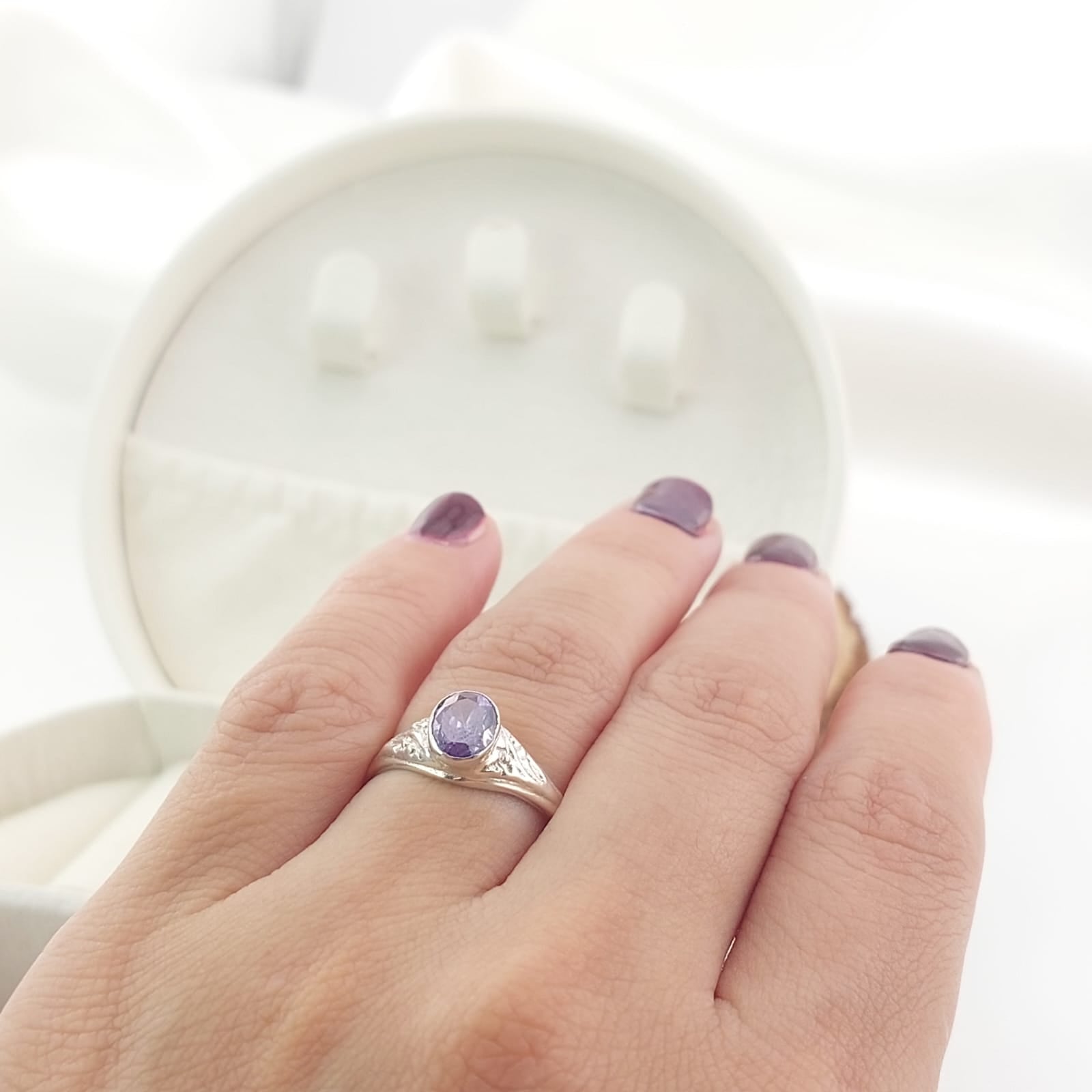 Anillo Graduación Liso Piedra 8x5mm Plata 925 27218