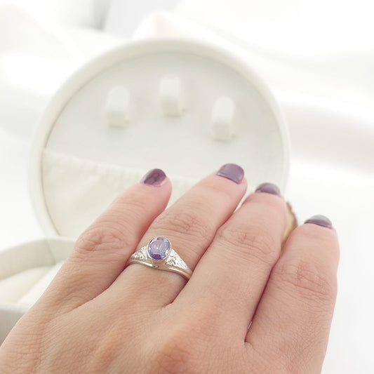 Anillo Graduación Liso Piedra 8x5mm Plata 925 27218