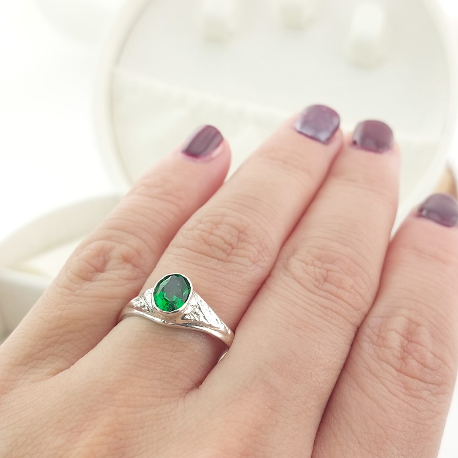 Anillo Graduación Liso Piedra 8x5mm Plata 925 27217