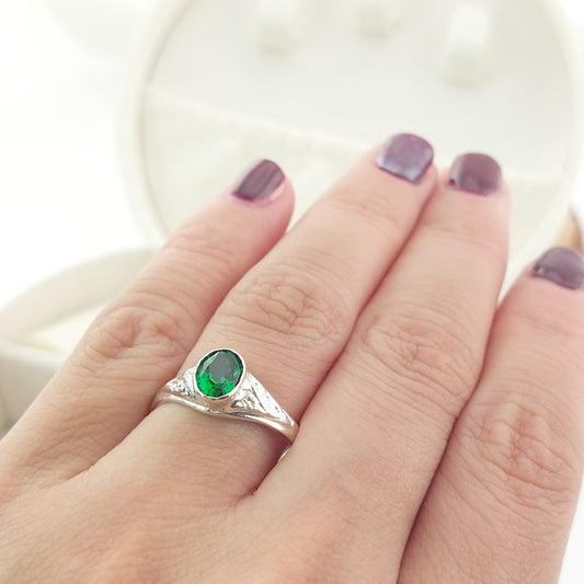 Anillo Graduación Liso Piedra 8x5mm Plata 925 27217