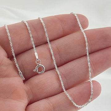 Cadena Trenzada Diamantada 45CM Plata 925 27219
