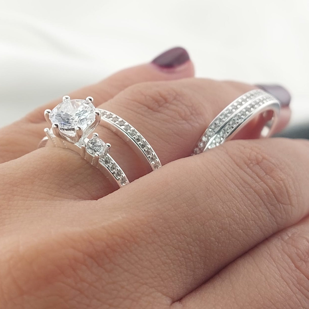 Anillos Tríos Matrimonio Plata 925 27239