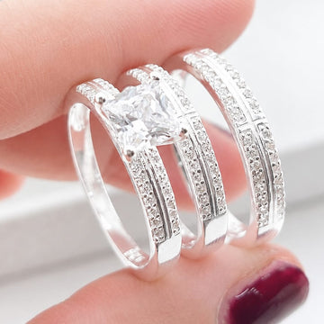 Anillos Tríos Matrimonio Plata 925 27238