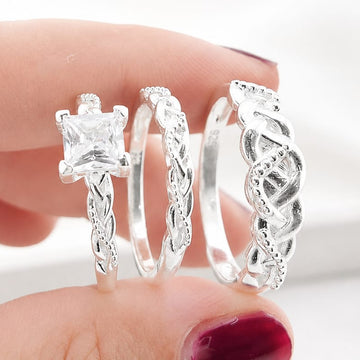 Anillos Tríos Matrimonio Plata 925 27242