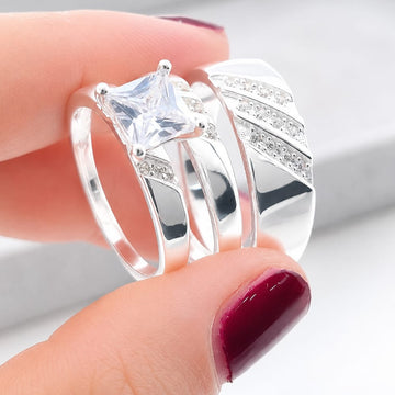 Anillos Tríos Matrimonio Plata 925 27240