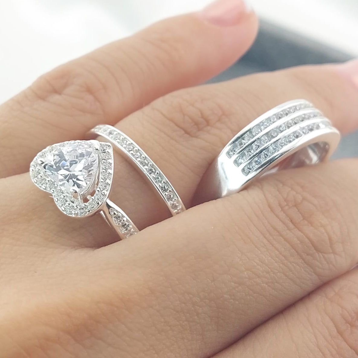Anillos Tríos Matrimonio Plata 925 27244
