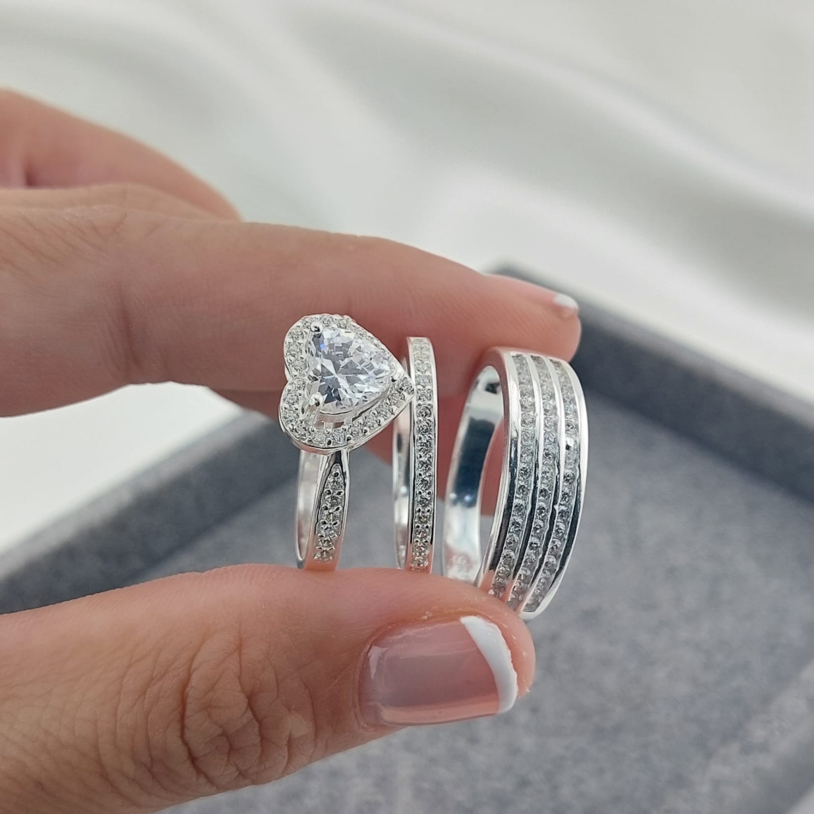 Anillos Tríos Matrimonio Plata 925 27244