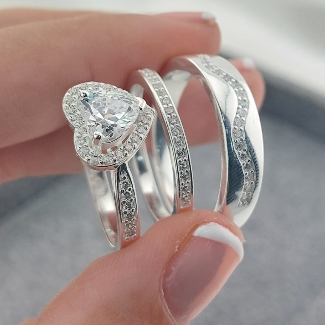 Anillos Tríos Matrimonio Plata 925 27245