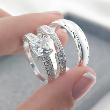 Anillos Tríos Matrimonio Plata 925 27250