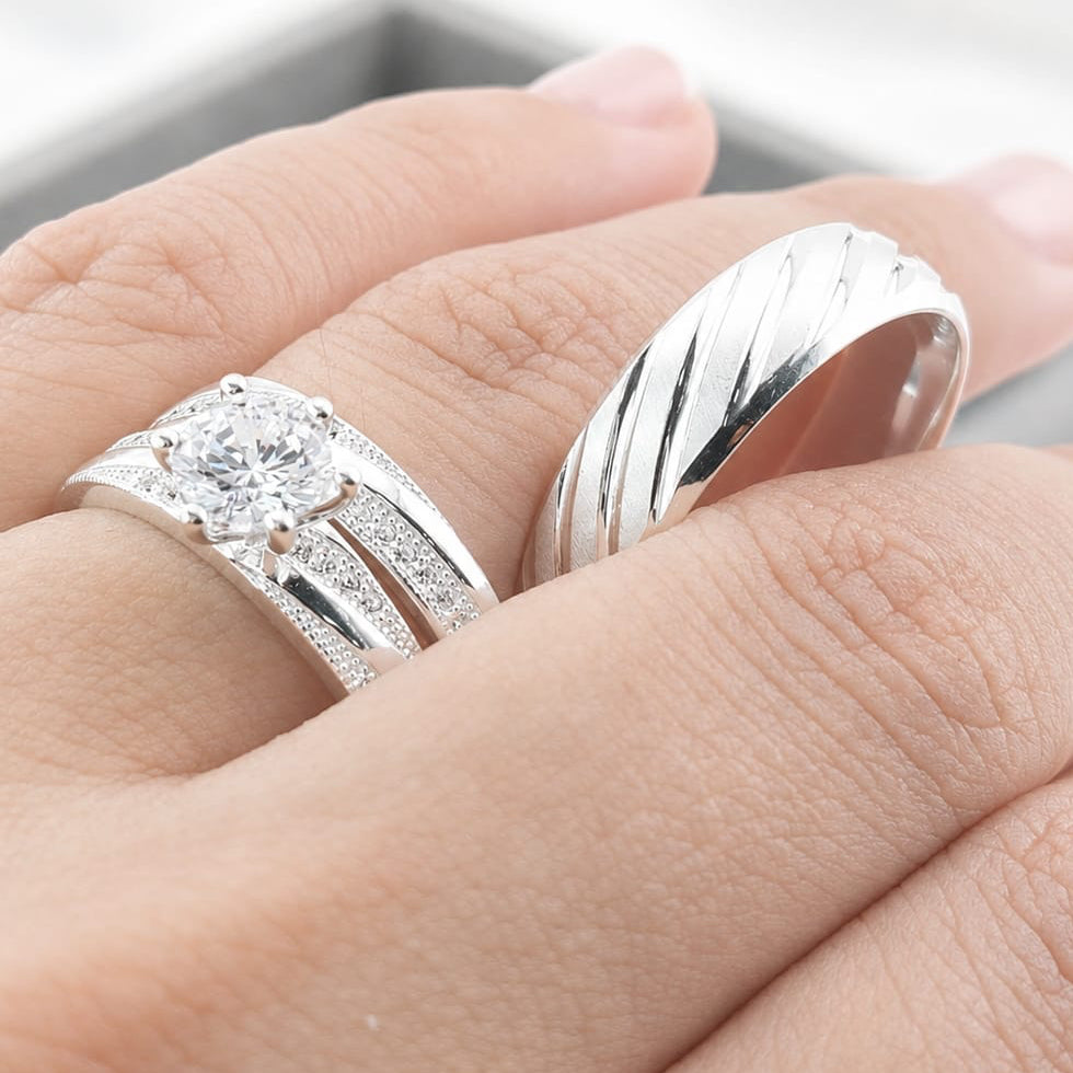 Anillos Tríos Matrimonio Plata 925 27249