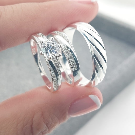 Anillos Tríos Matrimonio Plata 925 27249