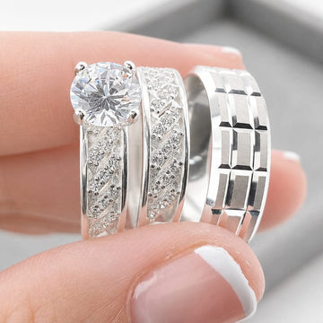 Anillos Tríos Matrimonio Plata 925 27248