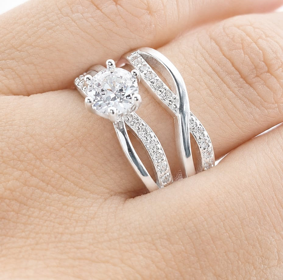 Anillos Dúo Compromiso Plata 925 27256