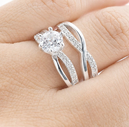 Anillos Dúo Compromiso Plata 925 27256