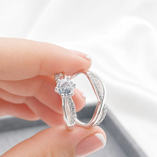 Anillos Dúo Compromiso Plata 925 27256