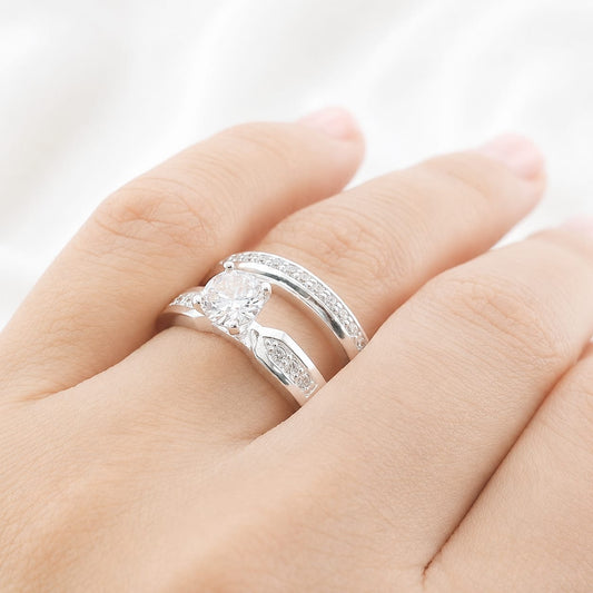 Anillos Dúo Compromiso Plata 925 27255