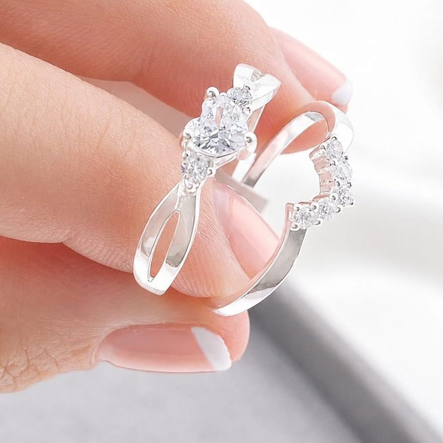 Anillos Dúo Compromiso Plata 925 27259