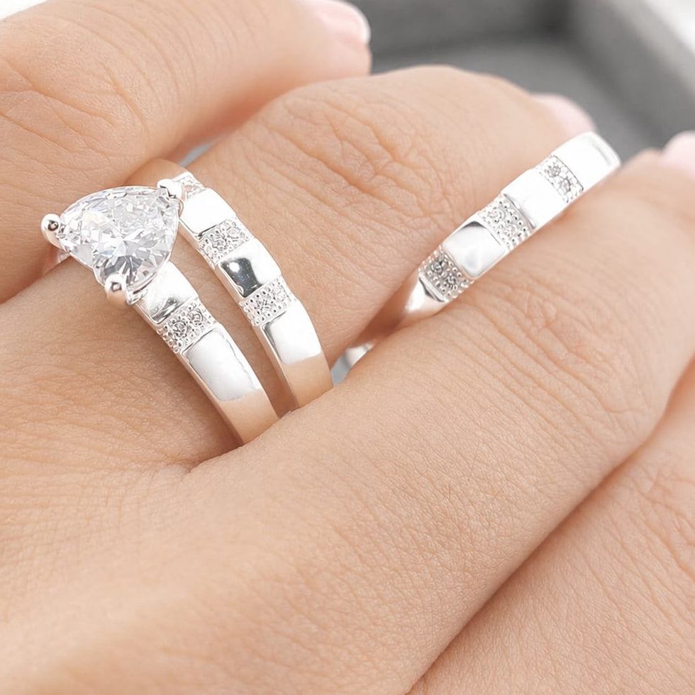 Anillos Tríos Matrimonio Plata 925 27253