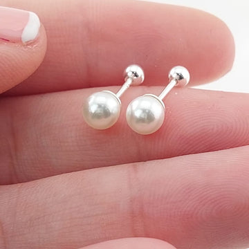 Dormilones Perla Blanca 5mm Plata 925 27263