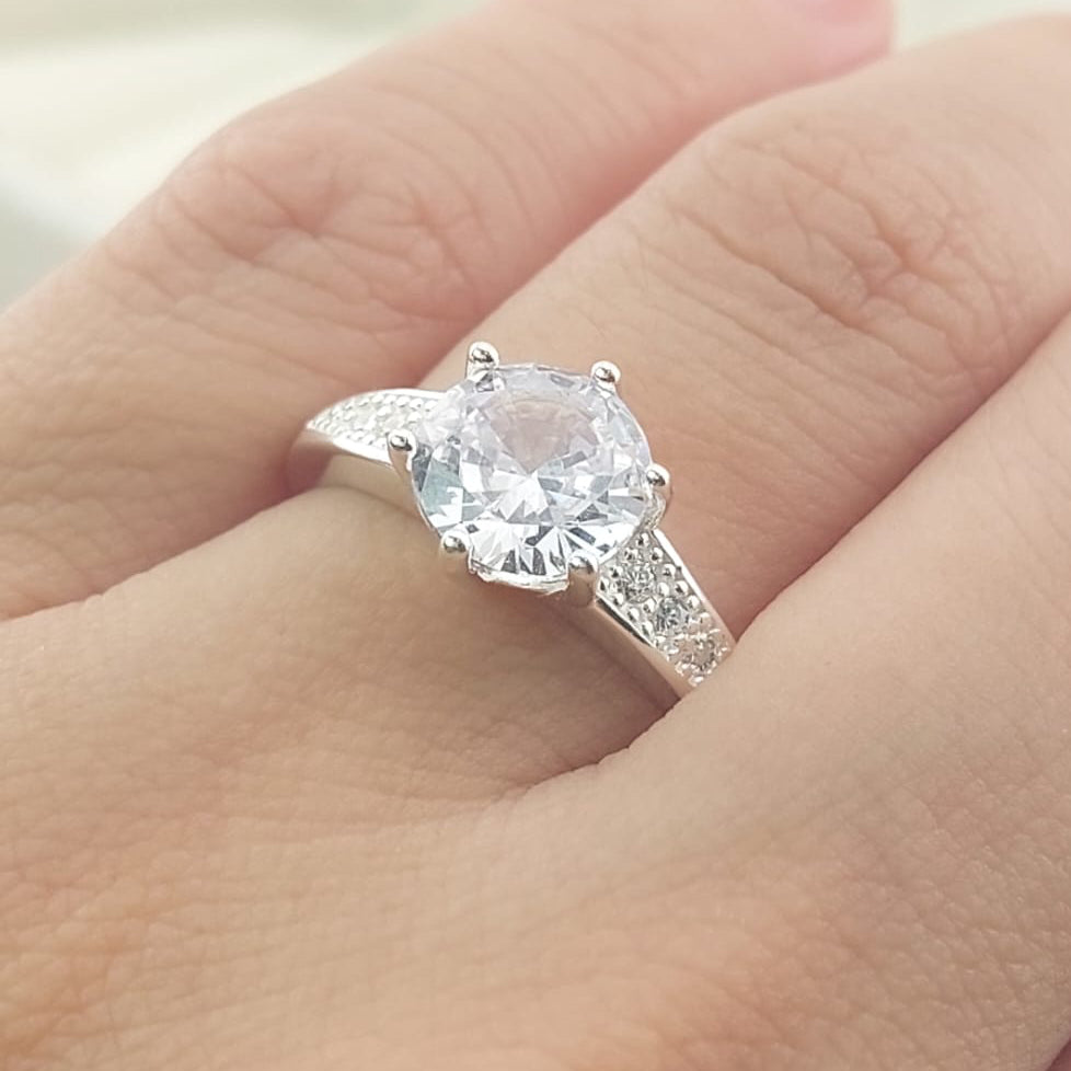 Anillo Compromiso CZ 8mm Plata 925 27268