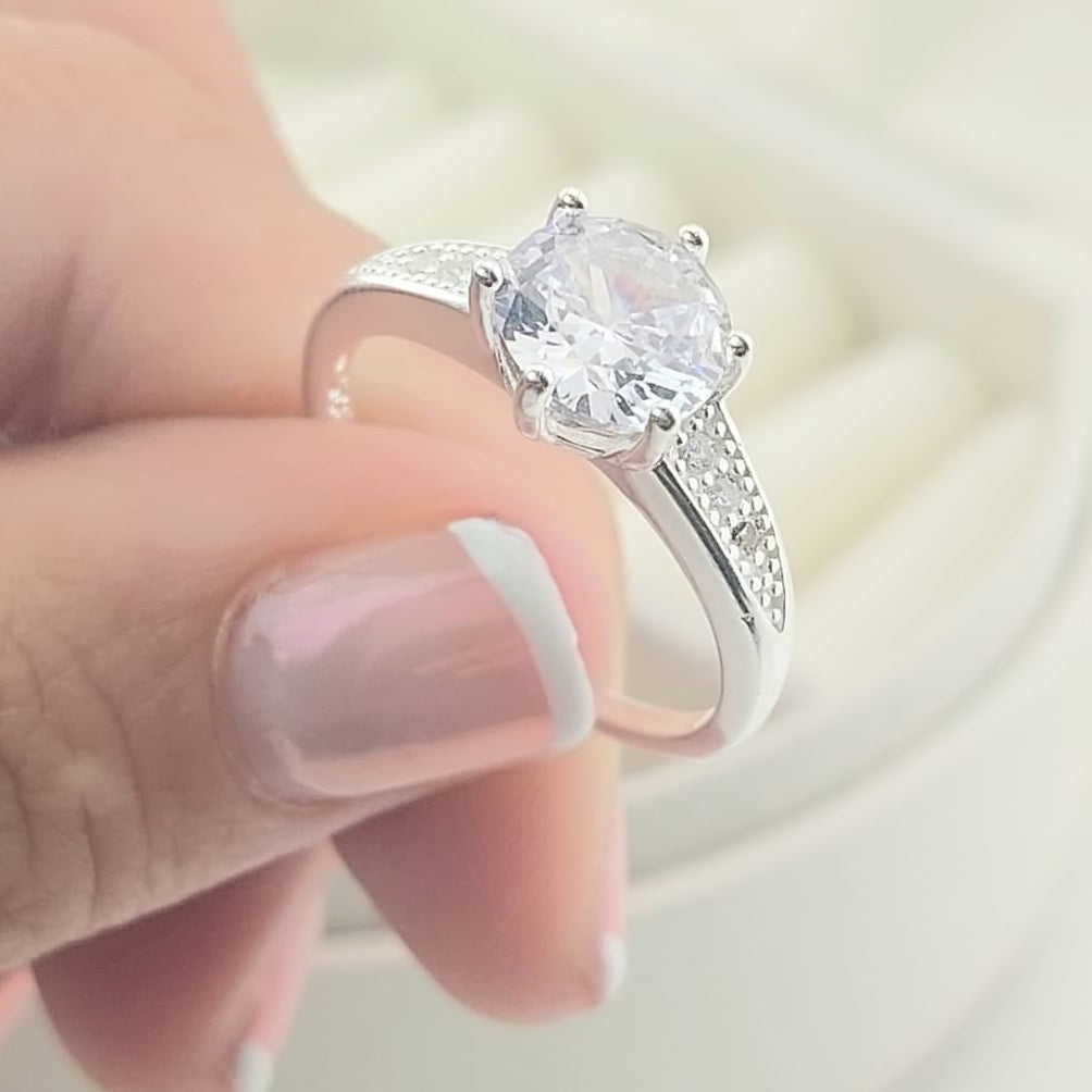 Anillo Compromiso CZ 8mm Plata 925 27268