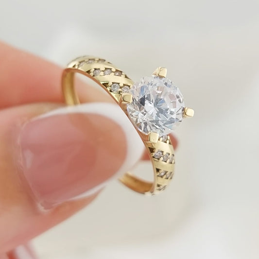 Anillo Compromiso Oro 10k CZ 7mm 2.1g 27025