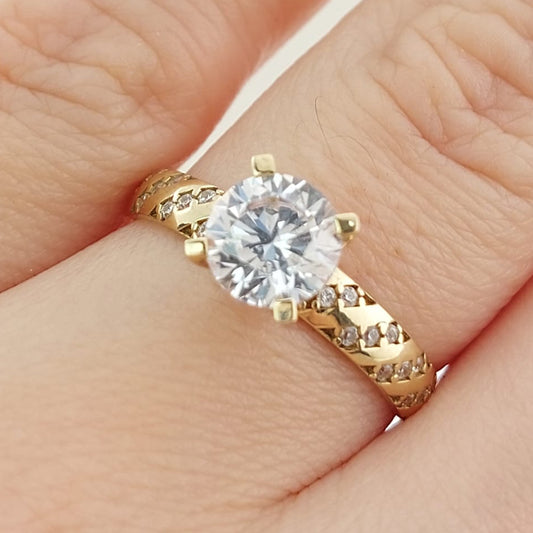 Anillo Compromiso Oro 10k CZ 7mm 2.1g 27025