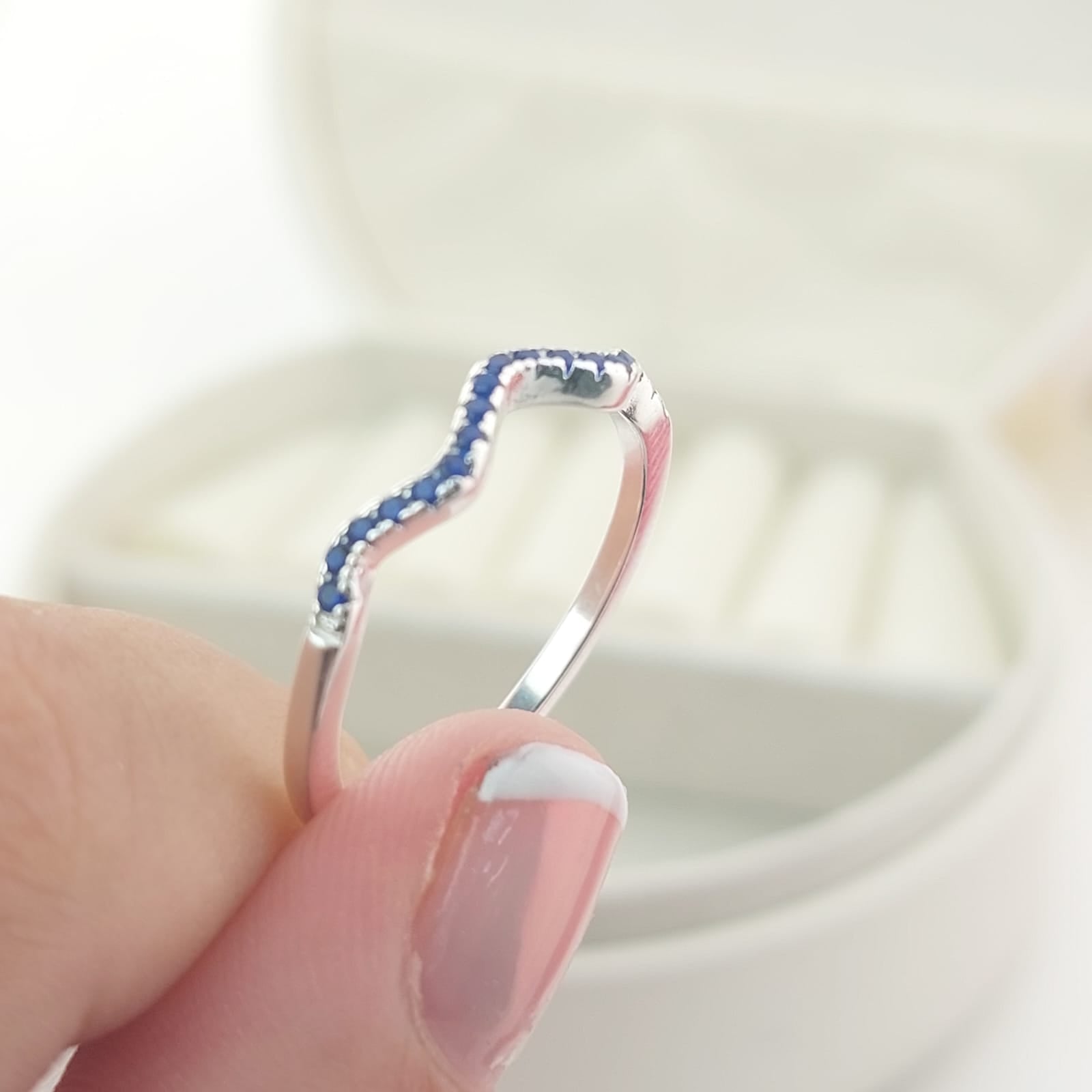 Anillo Casual Azul Plata 925 27273