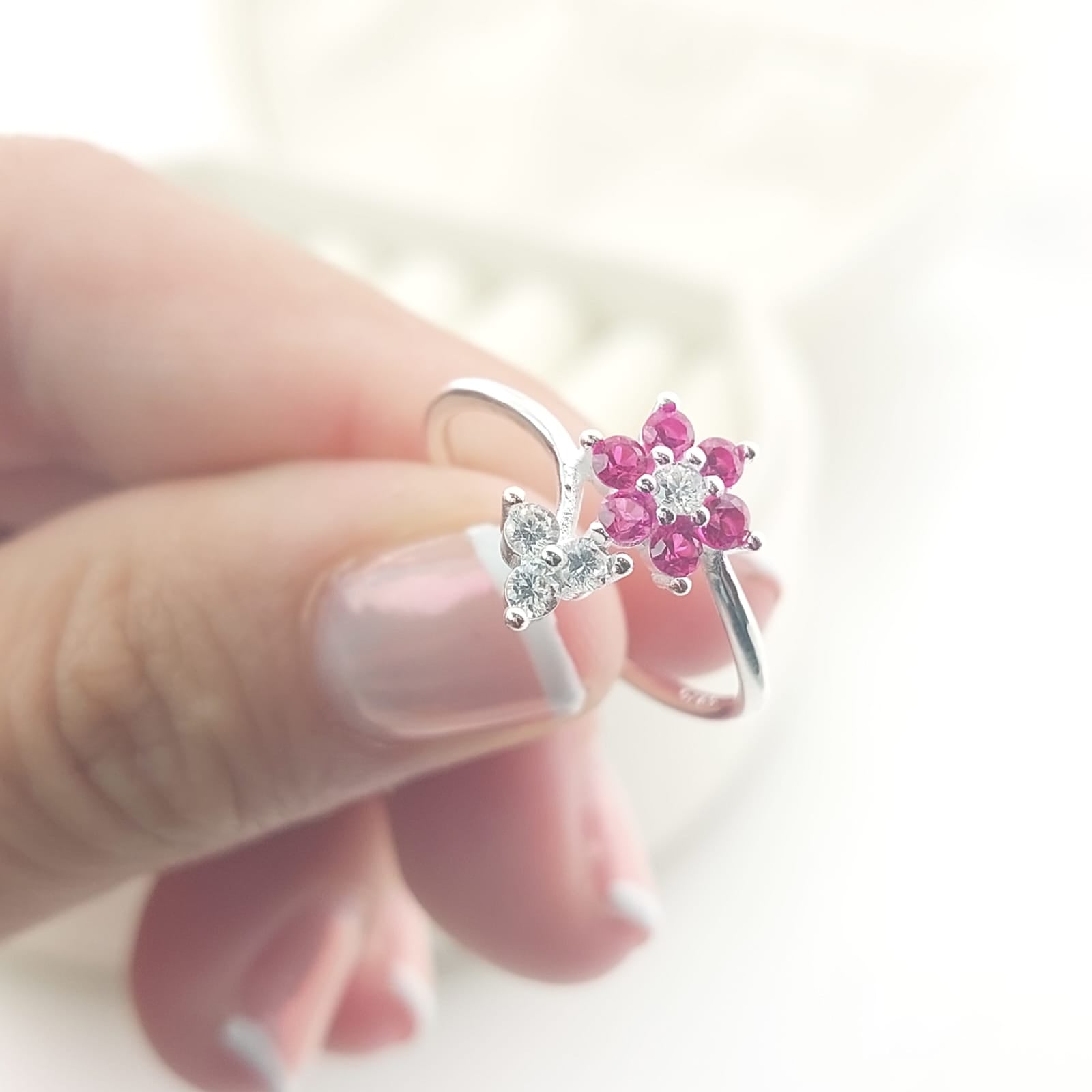 Anillo Casual Flor Plata 925 27284