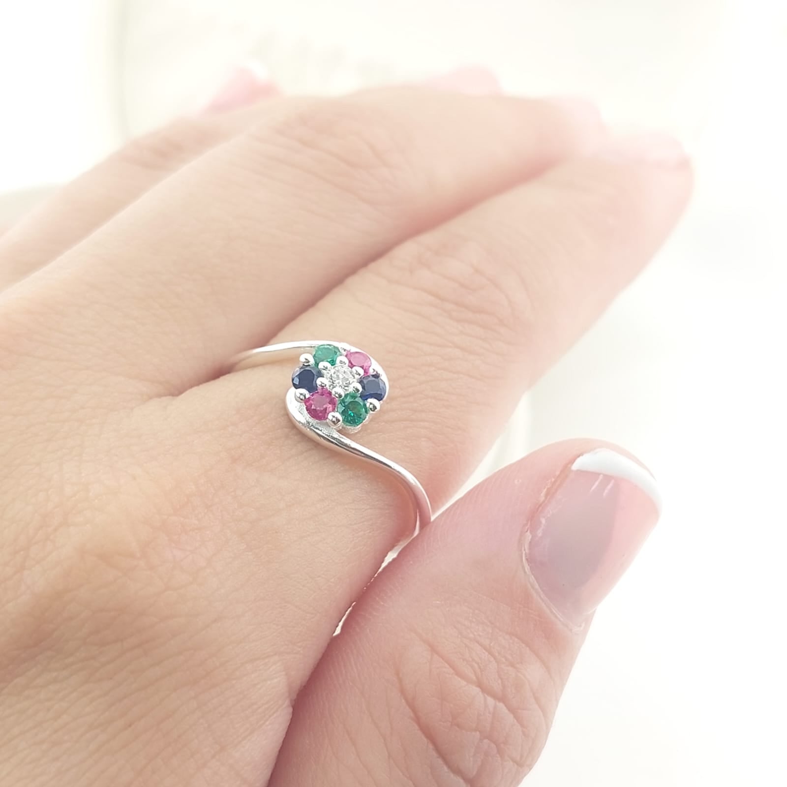 Anillo Casual Flor Plata 925 27293