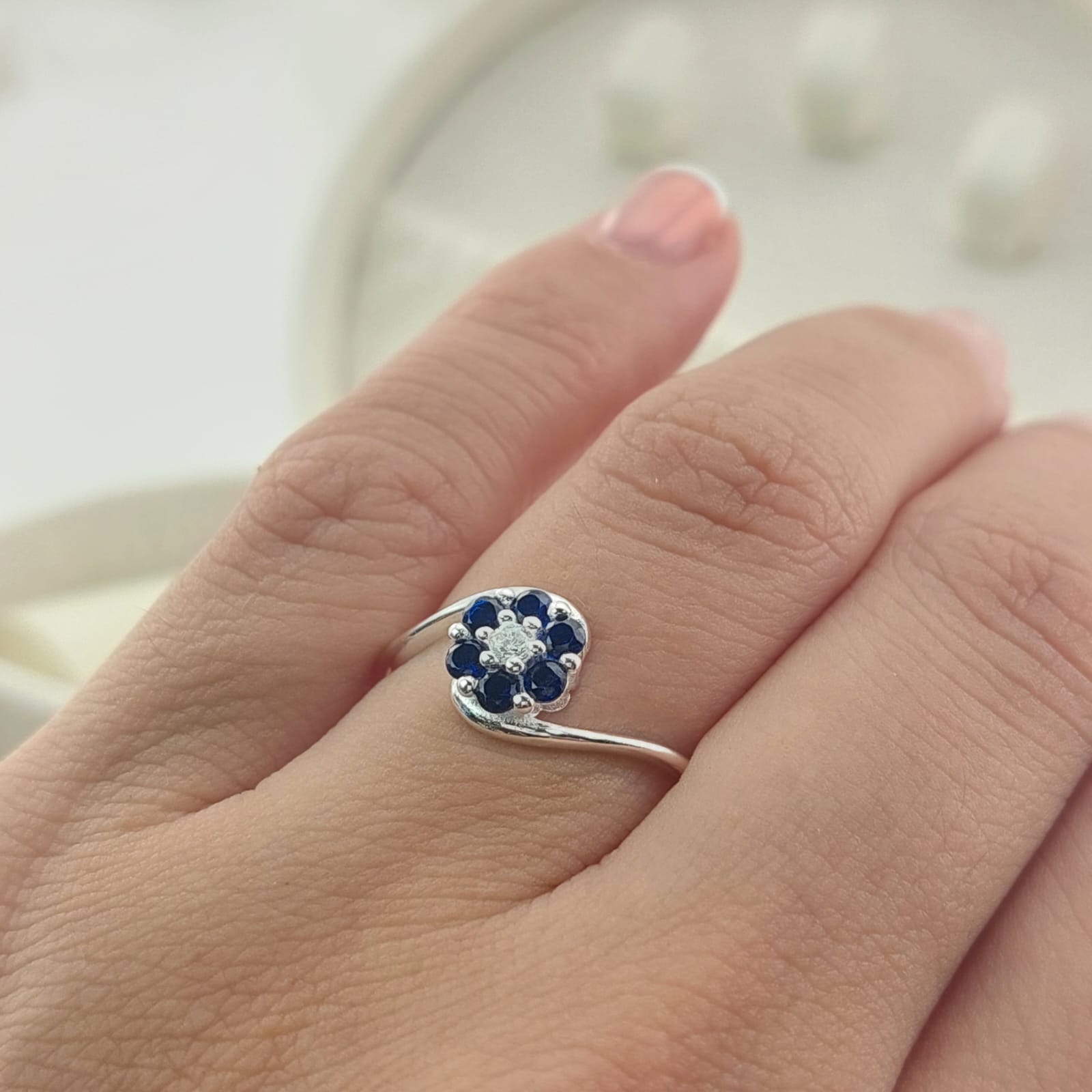 Anillo Casual Flor Plata 925 27289