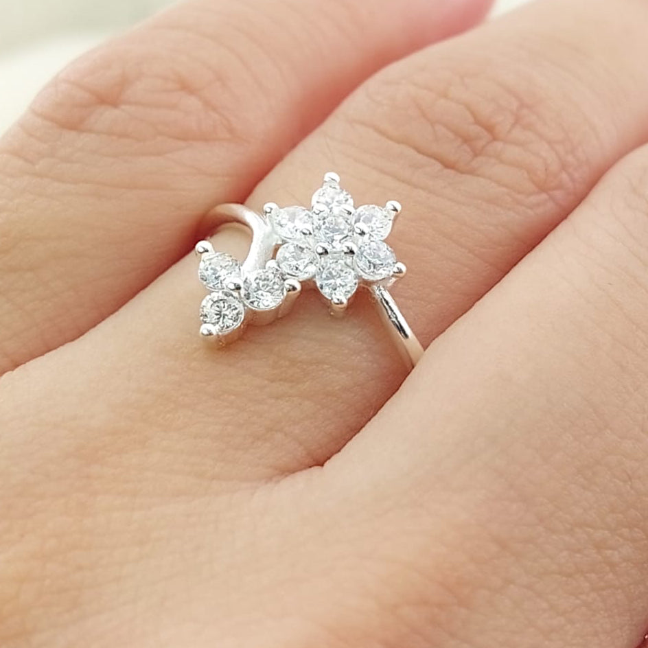 Anillo Casual Flor Plata 925 27286