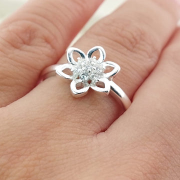 Anillo Casual Flor Plata 925 27306