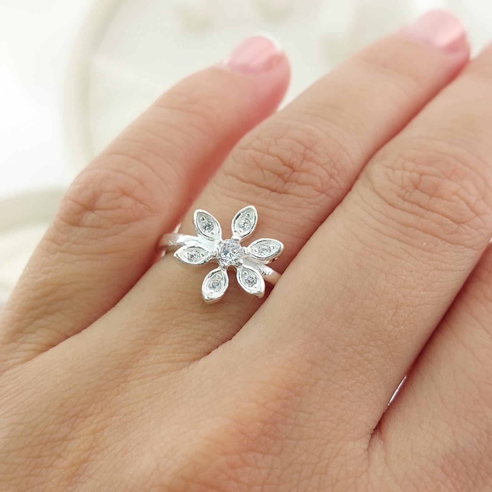 Anillo Casual Flor Plata 925 27307