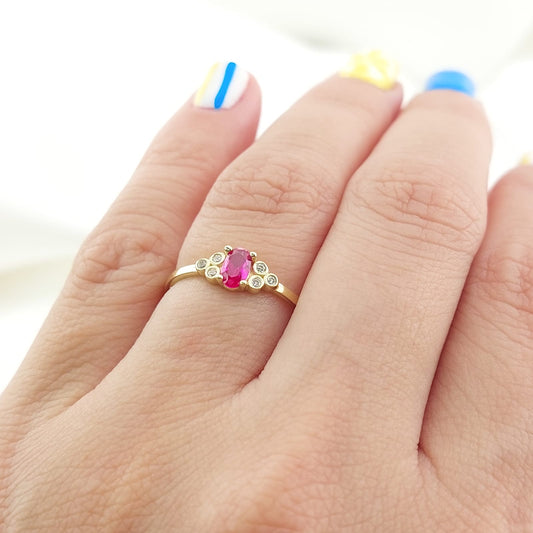 Anillo Dama Promesa CZ 5x3mm Oro 10k 27357