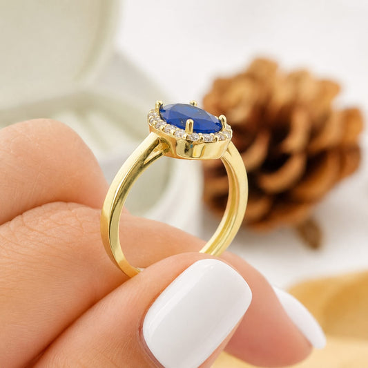 Anillo Dama Promesa CZ 9x6mm Oro 10k 27359