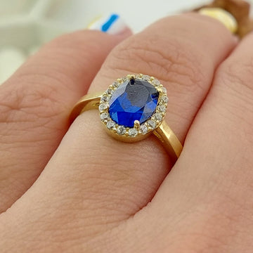 Anillo Dama Promesa CZ 9x6mm Oro 10k 27359