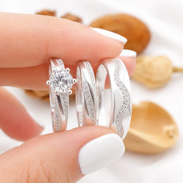 Anillos Tríos Matrimonio Plata 925 27368