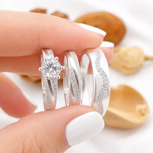 Anillos Tríos Matrimonio Plata 925 27368