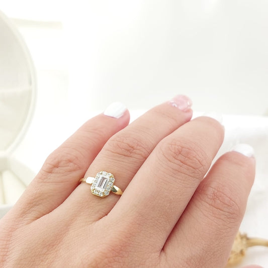 Anillo Compromiso Promesa CZ 6x4mm Oro 10k 27337