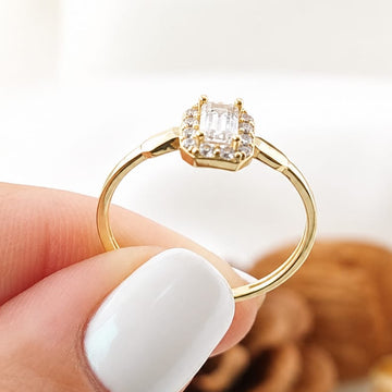 Anillo Compromiso Promesa CZ 6x4mm Oro 10k 27337