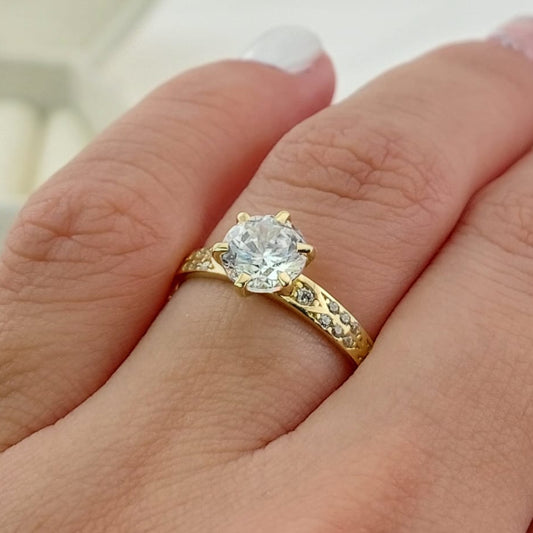 Anillo Compromiso CZ 6mm Oro 10k 27367