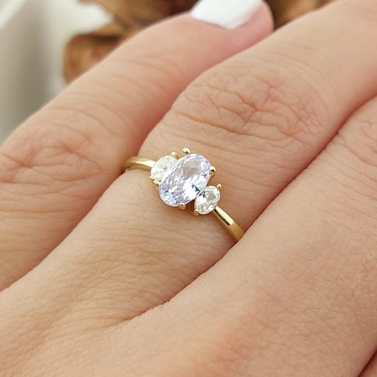 Anillo Compromiso Promesa CZ 6x4mm Oro 10k 27336