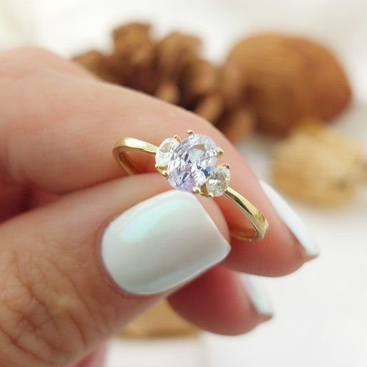Anillo Compromiso Promesa CZ 6x4mm Oro 10k 27336