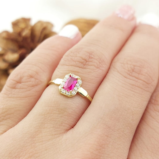 Anillo Dama CZ 5x3mm Oro 10k 27355